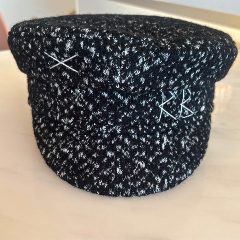 Ruslan Baginskiy baker boy hat black white wool cotton